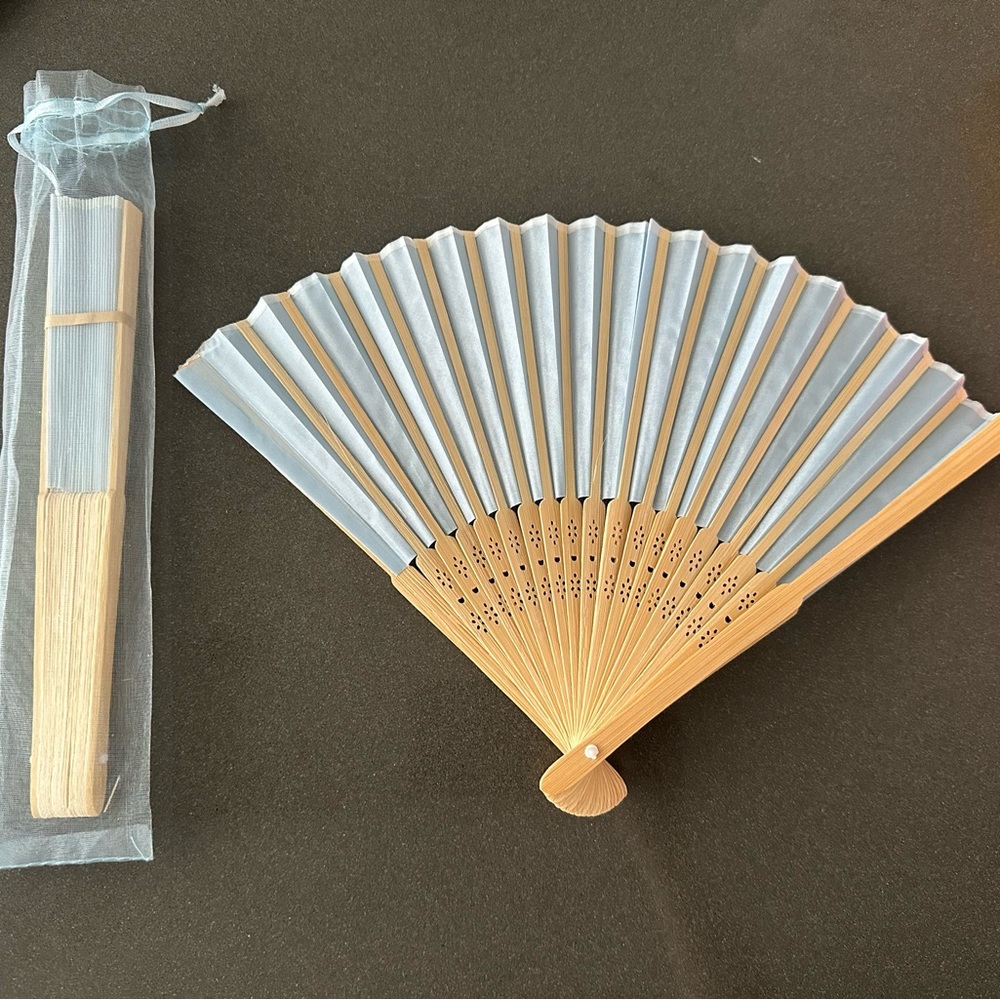 Elegant Bamboo Hand Fan with Silver Accents